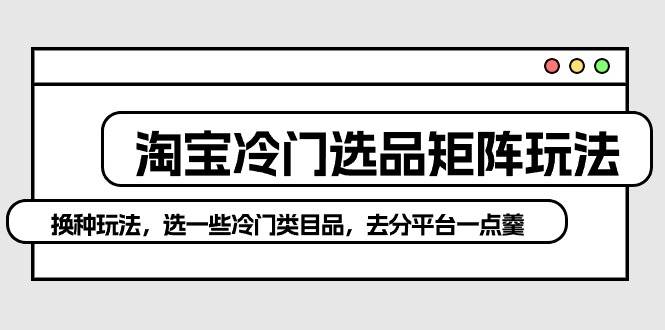 淘宝冷门选品矩阵玩法：换种玩法，选一些冷门类目品，去分平台一点羹-宏欣副业精选