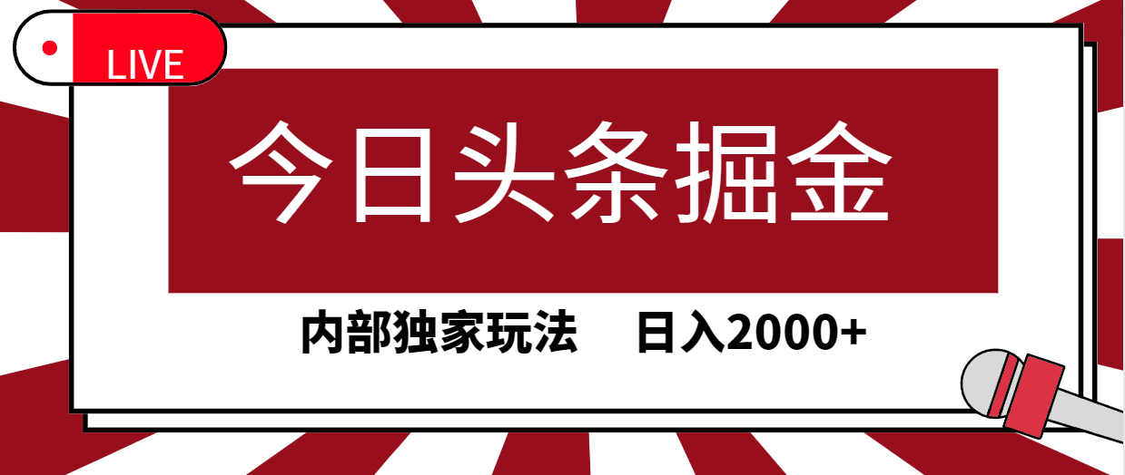 今日头条掘金，30秒一篇文章，内部独家玩法，日入2000+-宏欣副业精选