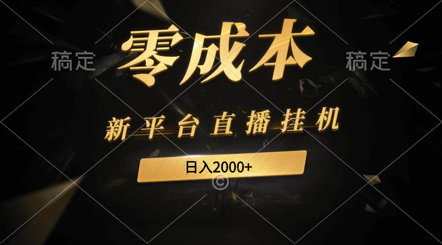 新平台直播挂机最新玩法，0成本，不违规，日入2000+-宏欣副业精选