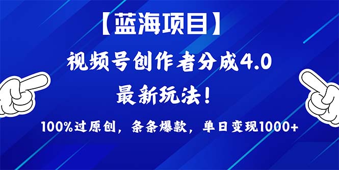 2024蓝海项目视频号，最新方法， 100%过原创，条条爆款，单日变现1K+-宏欣副业精选