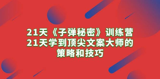 21天《子弹秘密》训练营，21天学到顶尖文案大师的策略和技巧-宏欣副业精选