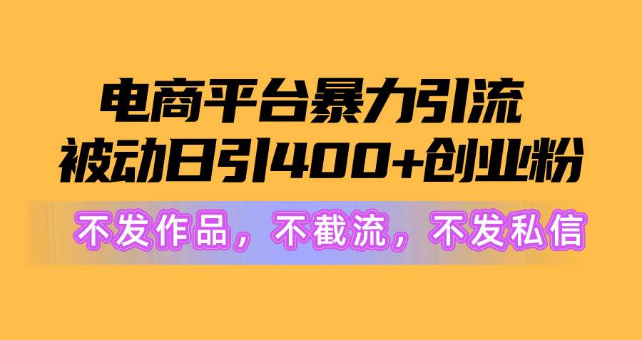 电商平台暴力引流,被动日引400+创业粉不发作品，不截流，不发私信-宏欣副业精选