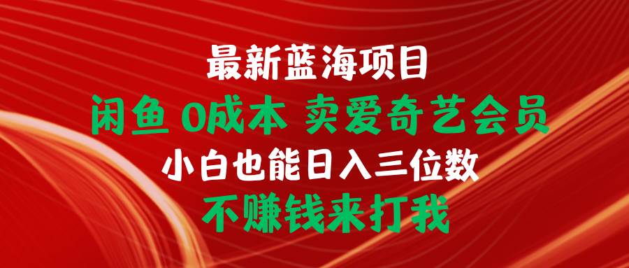 最新蓝海项目 闲鱼0成本 卖爱奇艺会员 小白也能入三位数-宏欣副业精选