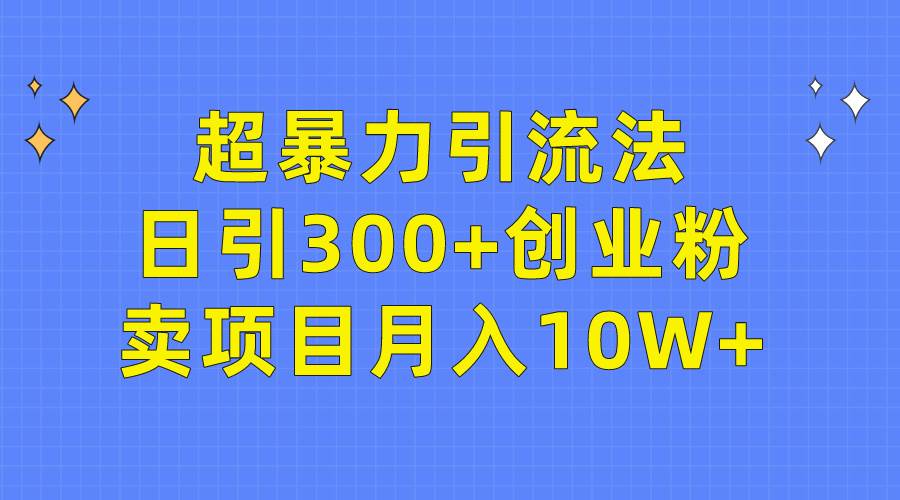 超暴力引流法，日引300+创业粉，卖项目月入10W+-宏欣副业精选