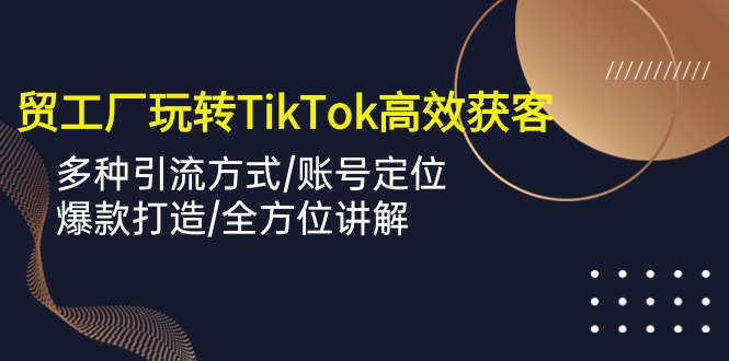 外贸工厂玩转TikTok高效获客，多种引流方式/账号定位/爆款打造/全方位讲解-宏欣副业精选