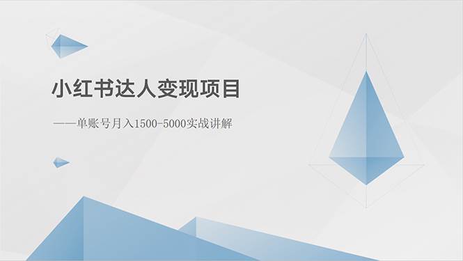 小红书达人变现项目：单账号月入1500-3000实战讲解-宏欣副业精选