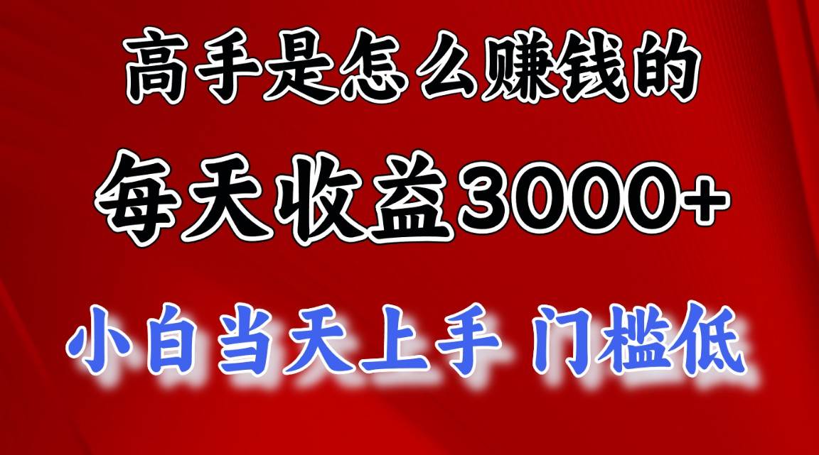 高手是怎么赚钱的，一天收益3000+ 这是穷人逆风翻盘的一个项目，非常稳…-宏欣副业精选