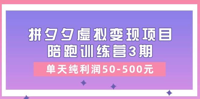 某收费培训《拼夕夕虚拟变现项目陪跑训练营3期》单天纯利润50-500元-宏欣副业精选