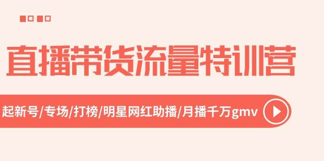 直播带货流量特训营，起新号-专场-打榜-明星网红助播 月播千万gmv（52节）-宏欣副业精选