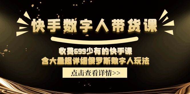 快手数字人带货课，收费699少有的快手课，含大量超详细数字人玩法-宏欣副业精选