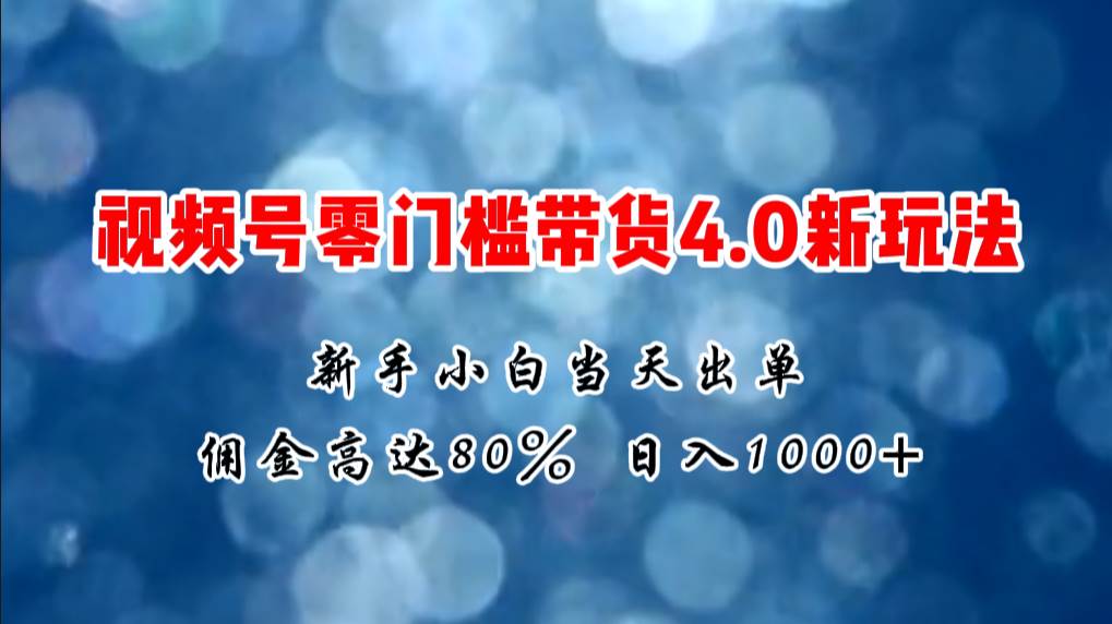 微信视频号零门槛带货4.0新玩法，新手小白当天见收益，日入1000+-宏欣副业精选