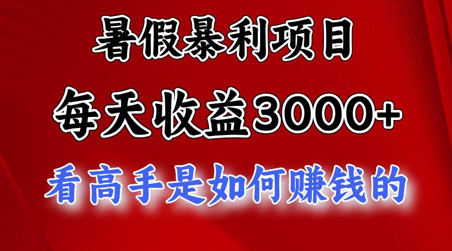 暑假暴利项目，每天收益3000+ 努努力能达到5000+，暑假大流量来了-宏欣副业精选