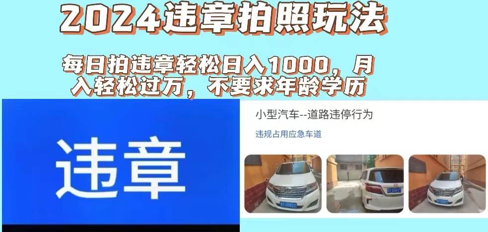 2024违章拍照新玩法，推广躺赚+拍照赚钱双模式，日入1000+-宏欣副业精选