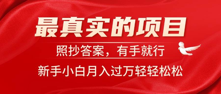 最真实的项目，照抄答案，有手就行，新手小白月入过万轻轻松松-宏欣副业精选