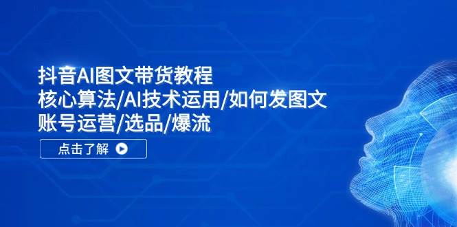 抖音AI图文带货教程：核心算法/AI技术运用/如何发图文/账号运营/选品/爆流-宏欣副业精选