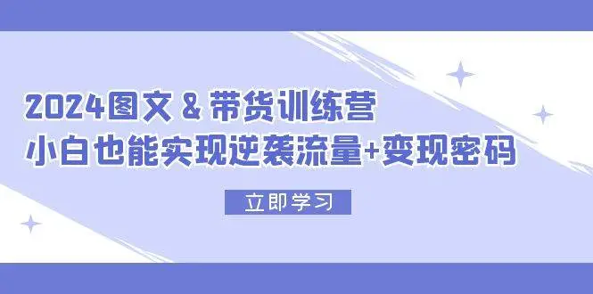 2024 图文+带货训练营，小白也能实现逆袭流量+变现密码-宏欣副业精选