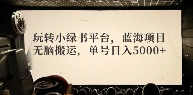 玩转小绿书平台，蓝海项目，无脑搬运，单号日入5000+-宏欣副业精选