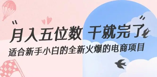 月入五位数 干就完了 适合新手小白的全新火爆的电商项目-宏欣副业精选