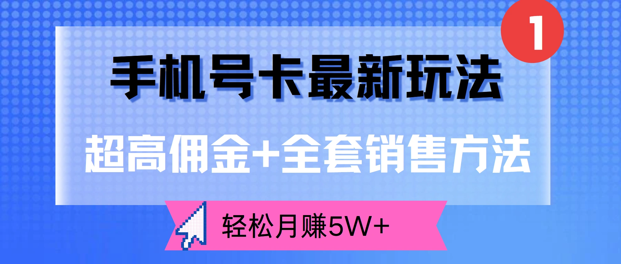 超高佣金+全套销售方法，手机号卡最新玩法，轻松月赚5W+-宏欣副业精选