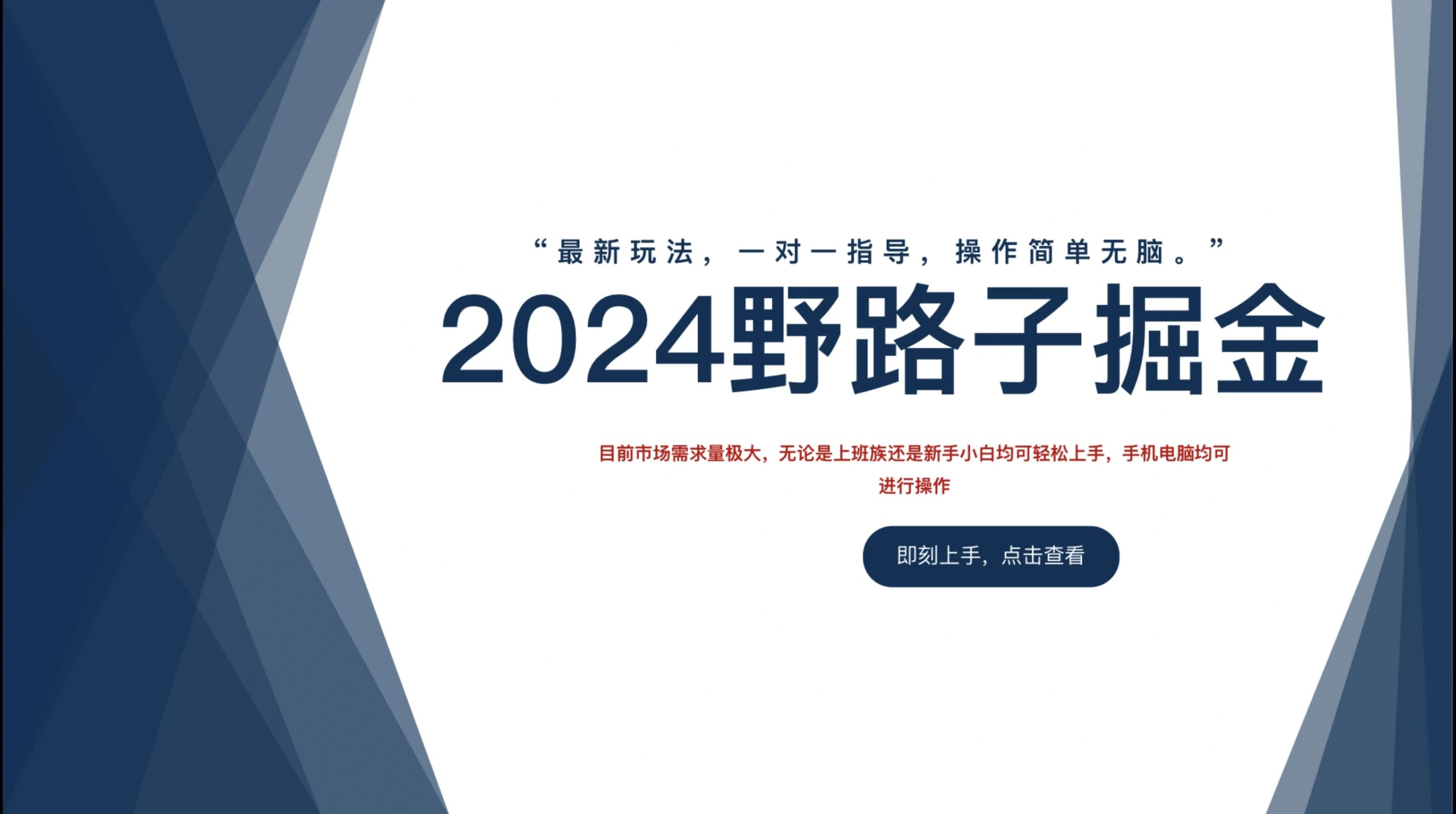 2024野路子掘金，最新玩 法， 一对一指导，操作简单无脑-宏欣副业精选