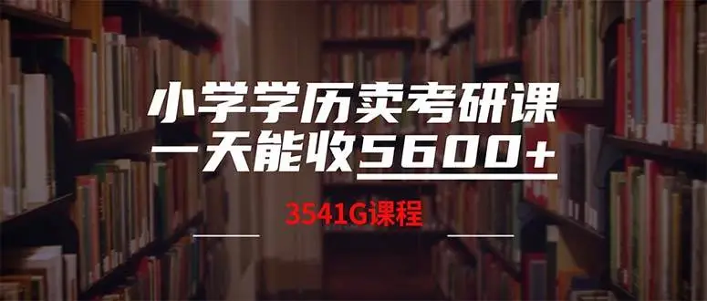 小学学历卖考研课程，一天收5600（附3580G考研合集）-宏欣副业精选