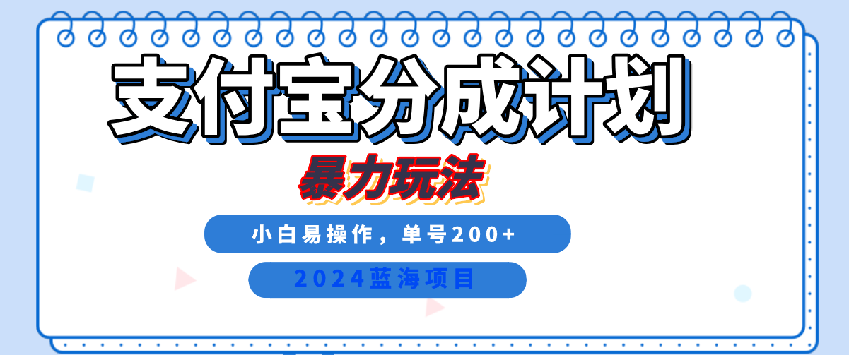 2024最新冷门项目，支付宝视频分成计划，直接粗暴搬运，日入2000+，有手就行！-宏欣副业精选