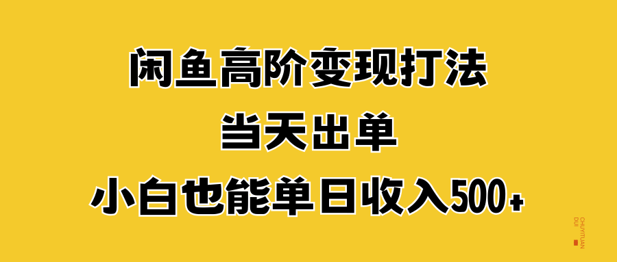 闲鱼高阶变现打法，当天出单，小白也能单日收入500+-宏欣副业精选