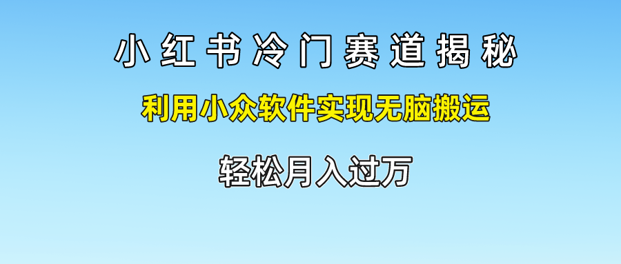 小红书冷门赛道揭秘,轻松月入过万，利用小众软件实现无脑搬运-宏欣副业精选